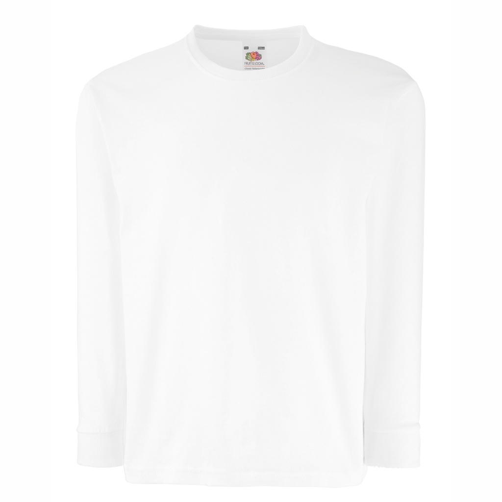 Детска тениска дълъг ръкав (XS, White)